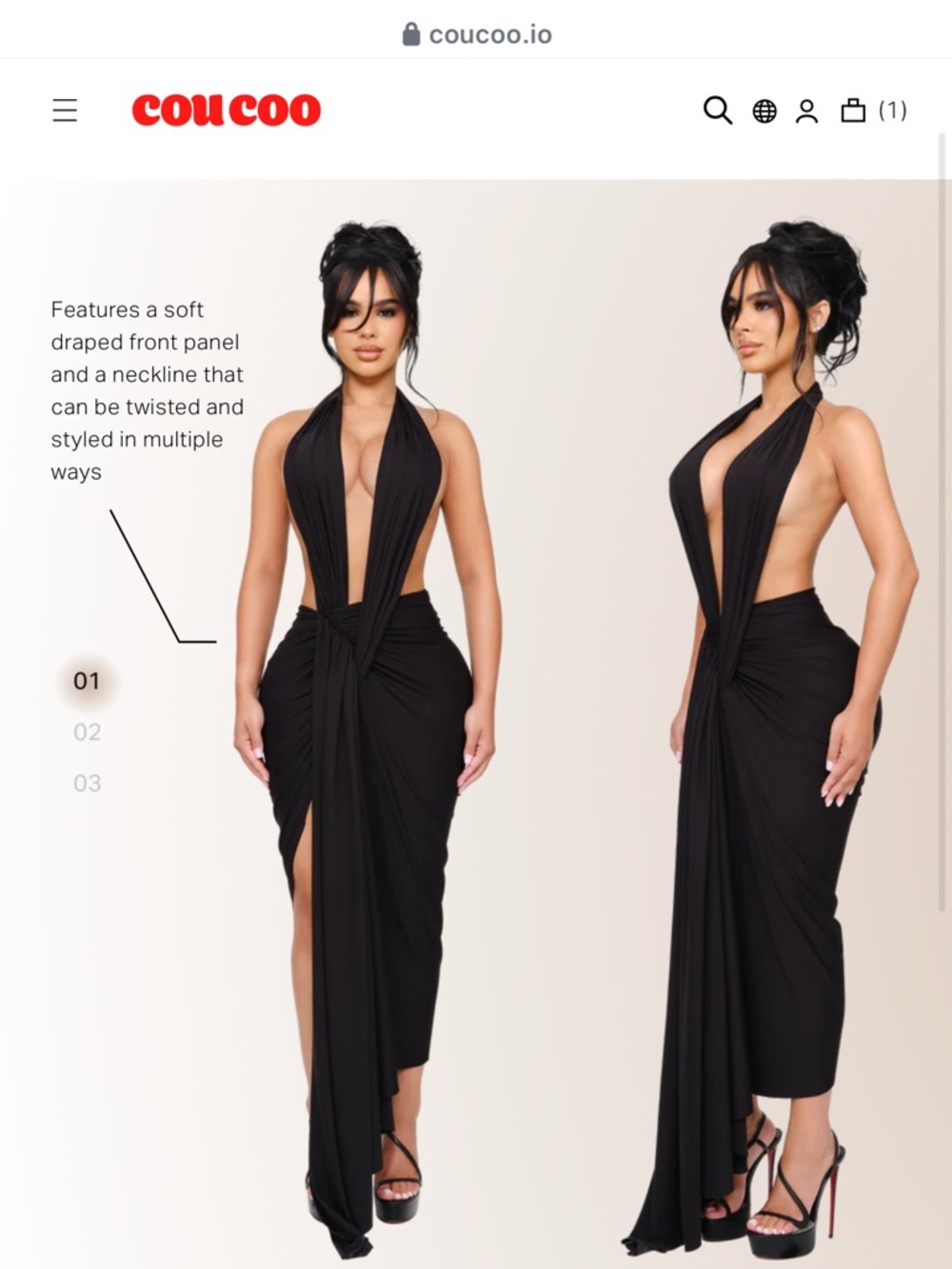 Black Twist-Front Halter Maxi Dress